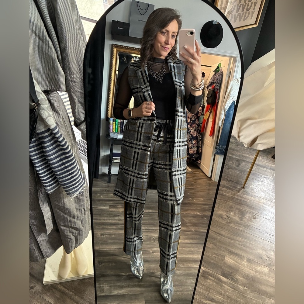 Current Air Los Angeles plaid suit set size XS